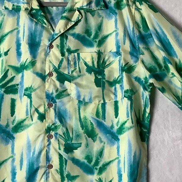 Aloha Co. Resort Wear Hawaiian Tropical Palm Trees Button Up Shirt Men Medium - Picture 2 of 6